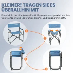 HOMECALL Regiestuhl Ultraleicht Klappstühle, Klappbare Rückenlehne, bis 120kg, Rostfreier Aluminiumrahmen