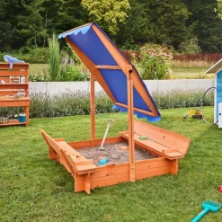 HOME DELUXE Sandkasten mit Sonnensegel BUDDELKISTE - 110 x 110 cm