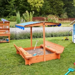 HOME DELUXE Sandkasten mit Sonnensegel BUDDELKISTE - 110 x 110 cm