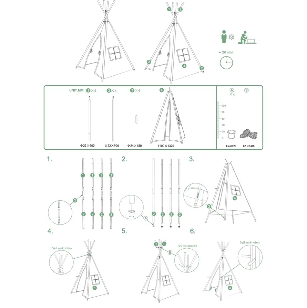 HTI-Line Kinderzimmerzelt Tipi Stars