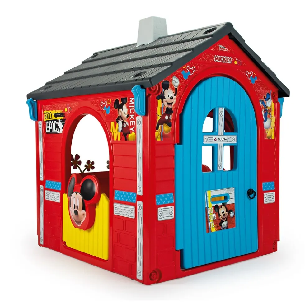 INJUSA Disney Mickey Mouse Spielhaus für Kinder ab 3-6 Jahren – Kinderhaus Spielzeughaus mit Fenster, Tür & Außentheke