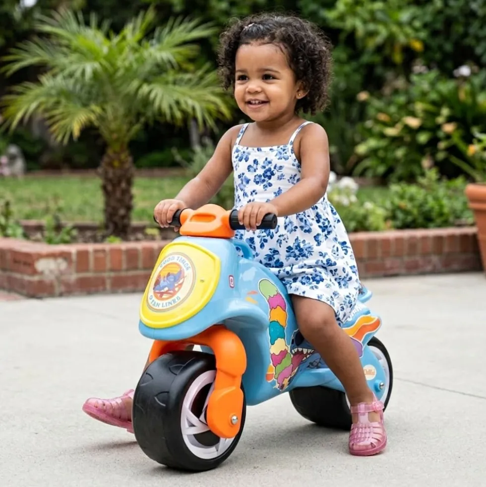 INJUSA Disney Stitch Motorrad Laufrad ab 18 Monate bis 3 Jahre Kindermotorrad Rutscherfahrzeug Neox