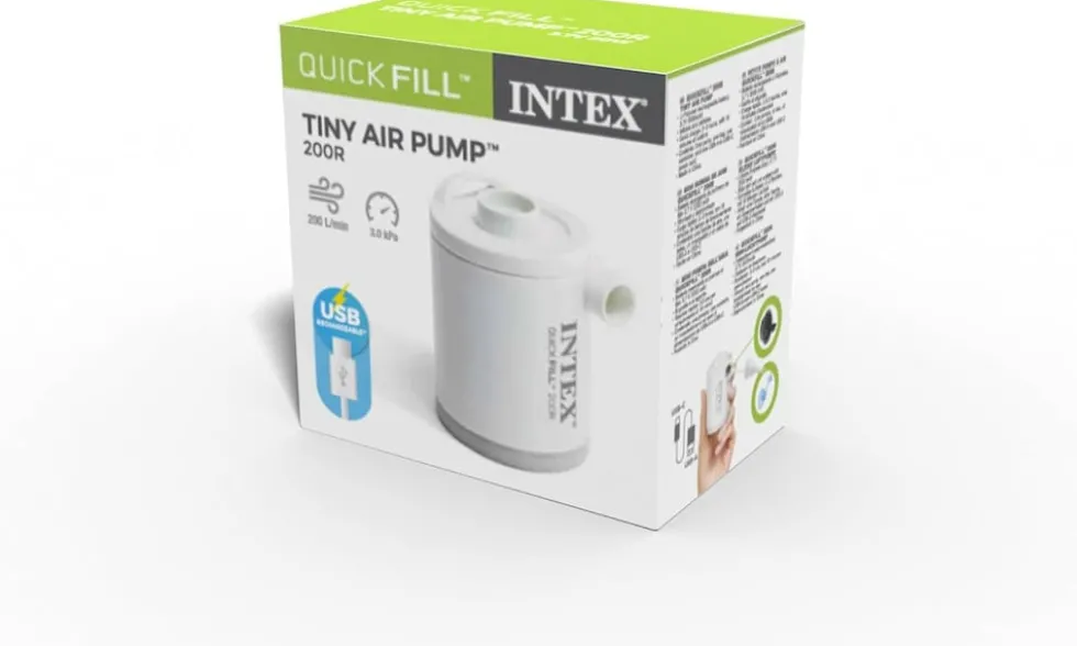 INTEX Akku Luftpumpe QuickFill USB200R kompakt wiederaufladbar Camping Zubehör