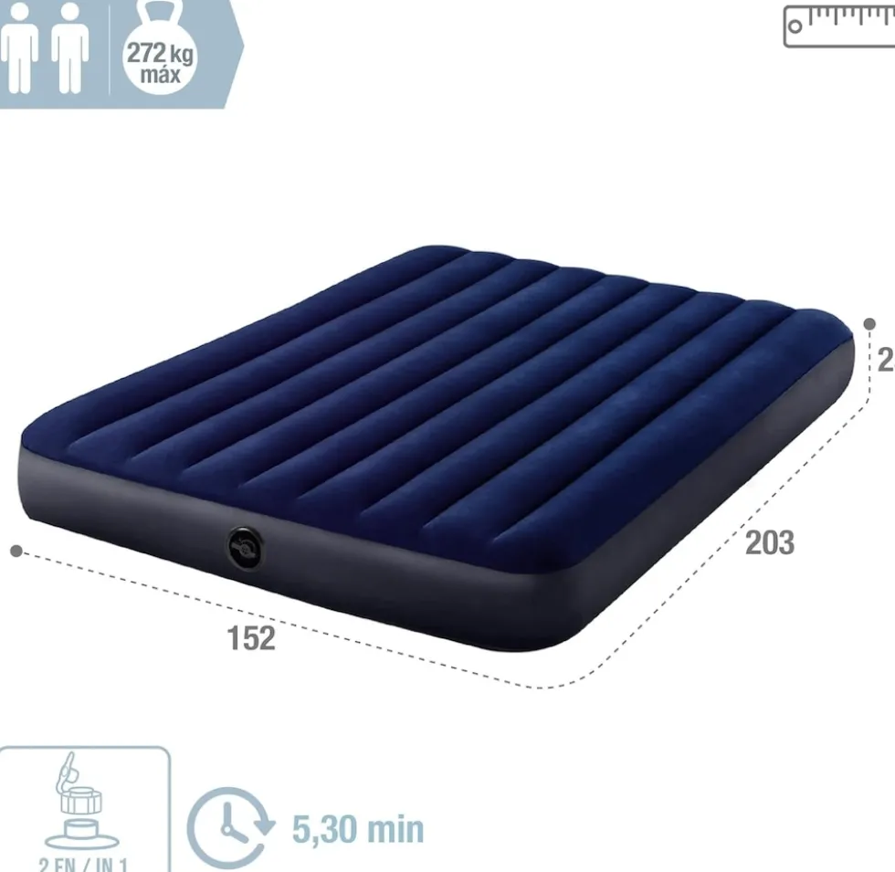 INTEX Luftbett DuraBeam Classic Queen 152x203 cm mit Pumpe & Kissen Set