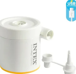 INTEX 64013 - Luftbett - Queen Dura-Beam Truaire inkl. USB-Luftpumpe (blau, 152x203x22) Luftmatratze Campingbett
