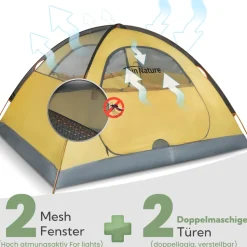 JOIN NATURE Kuppelzelt Campingzelt, Doppellagiges, Ultraleicht, für 4 Personen