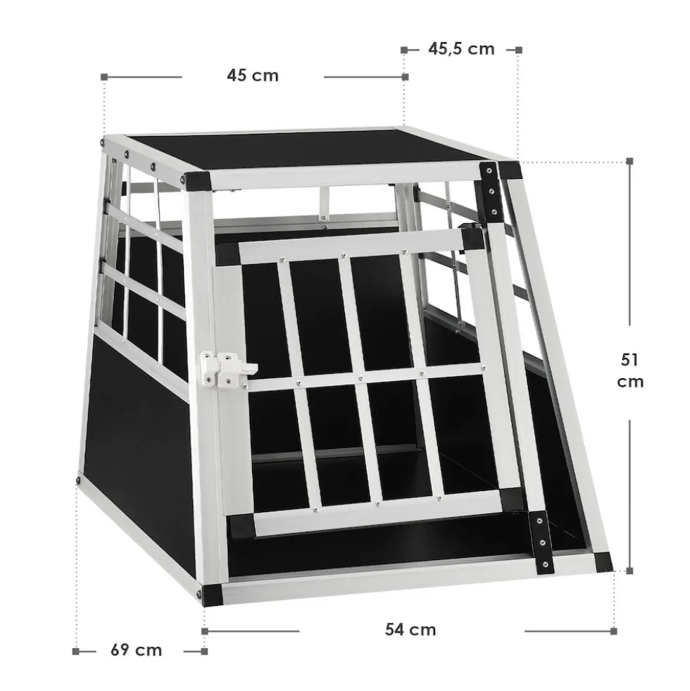 Juskys Alu Hundetransportbox M - 69×54×50 cm verschließbar & pflegeleicht - Hundebox für Hunde