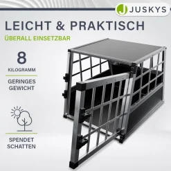 Juskys Alu Hundetransportbox M - 69×54×50 cm verschließbar & pflegeleicht - Hundebox für Hunde