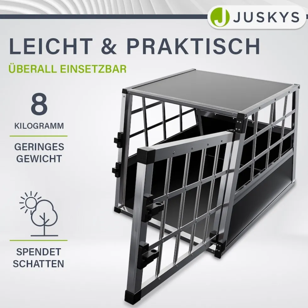 Juskys Alu Hundetransportbox M - 69×54×50 cm verschließbar & pflegeleicht - Hundebox für Hunde