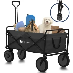 Juskys Bollerwagen 100 kg Tragkraft - Transportwagen faltbar - Einkaufen & Camping - Schwarz