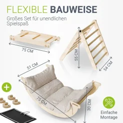 Juskys Kletterdreieck Movario Klein - Indoor Klettergerüst, Kletterdreieck und Kletterbogen, Rutsche