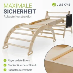 Juskys Kletterdreieck Movario Klein - Indoor Klettergerüst, Kletterdreieck und Kletterbogen, Rutsche