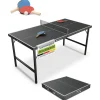 Juskys Mini Tischtennisplatte Flexi mit Zubehör - Tisch klappbar - Indoor Tischtennis für Zuhause - Schwarz