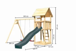 Karibu Spielturm Lotti Satteldach + Rutsche + Doppelschaukel