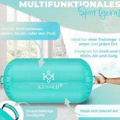 KESSER® Aufblasbare Air Roll Airtrack, Gymnastik-Rolle | inkl. Tragetasche & elektr. Luftpumpe | Barrel Gymnastik Tumbling | Yoga Gymnastik Rolle Gymnastikmatte, Fitnessrolle