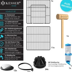 KESSER® Freigehege Gittergehege für Kaninchen aus Metallgitter XXL inkl. Tür & Trinkflasche Kleintiergehege Meerschweinchen Gehege Freilauf, Kleintierkäfig Laufgitter Hasenstall für Innen - draußen
