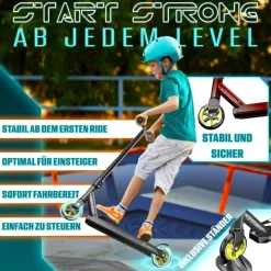 KESSER® Scooter Funscooter Stuntscooter X-Limit - 360° Lenkung mit ABEC 9 Kugellagern 100 mm PU Räder Robuster Kickscooter Tretroller Cityroller Trick Roller für Kinder Erwachsene
