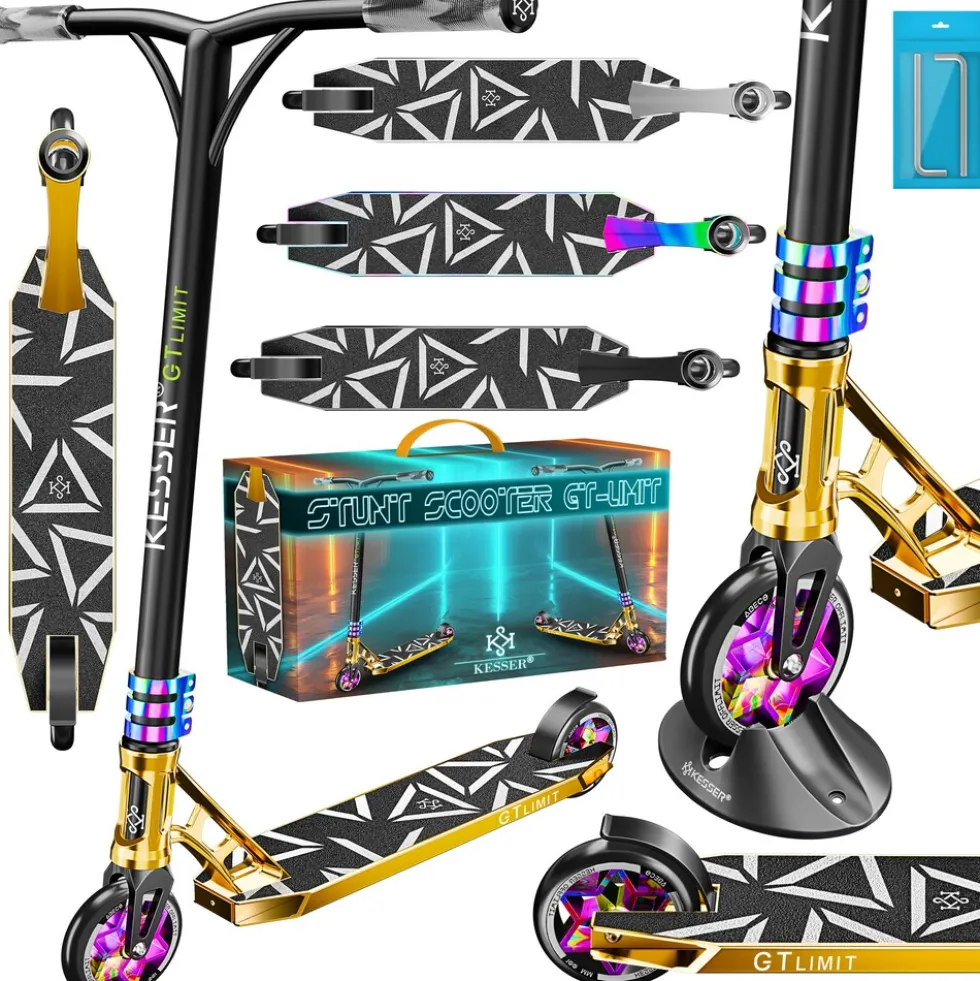 KESSER® Stunt Scooter GT-Limit 360° Lenkung Funscooter Stuntscooter mit Ständer ABEC 9 Kugellagern, 110 mm PU Räder , Kickscooter Tretroller Cityroller Trick Roller für Kinder Erwachsene