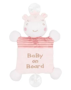 Kikkaboo Baby Kuscheltier Baby on Board, 2 Saugnäpfe, 25 cm, Quietschgeräusch rosa