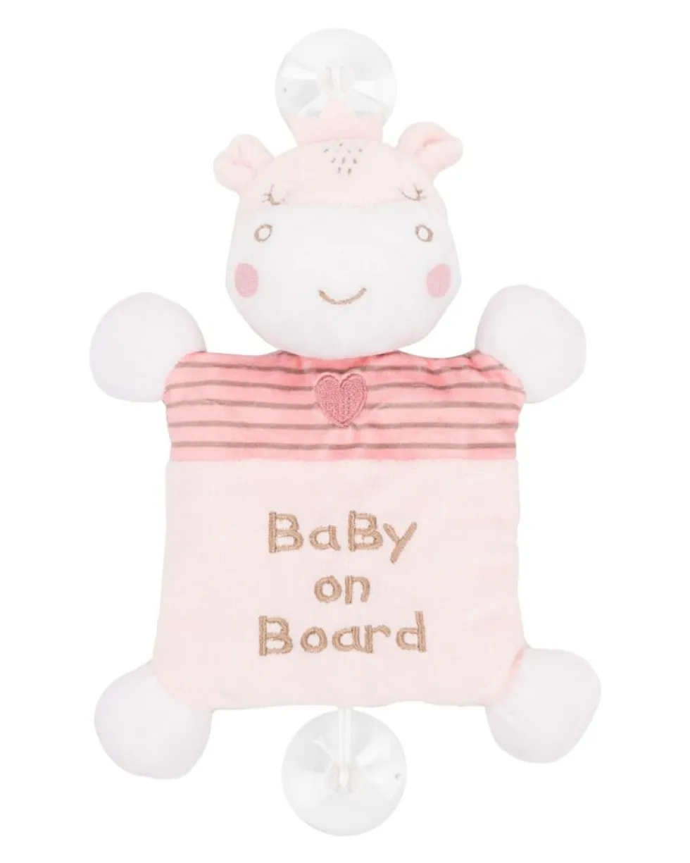 Kikkaboo Baby Kuscheltier Baby on Board, 2 Saugnäpfe, 25 cm, Quietschgeräusch rosa