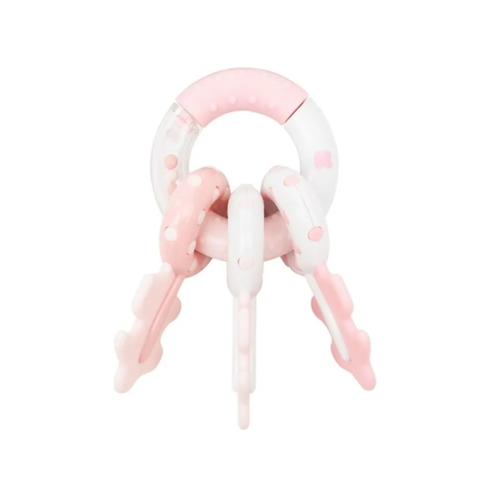 Kikkaboo Babyrassel Schlüsselbund Beißring 3 Schlüssel Greifling ab 3 Monaten pink