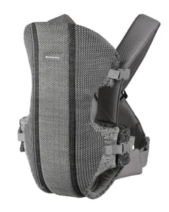 Kikkaboo Babytrage Gwen Fly Strickstoff Bauchtrage Rückentrage Gurte verstellbar grau