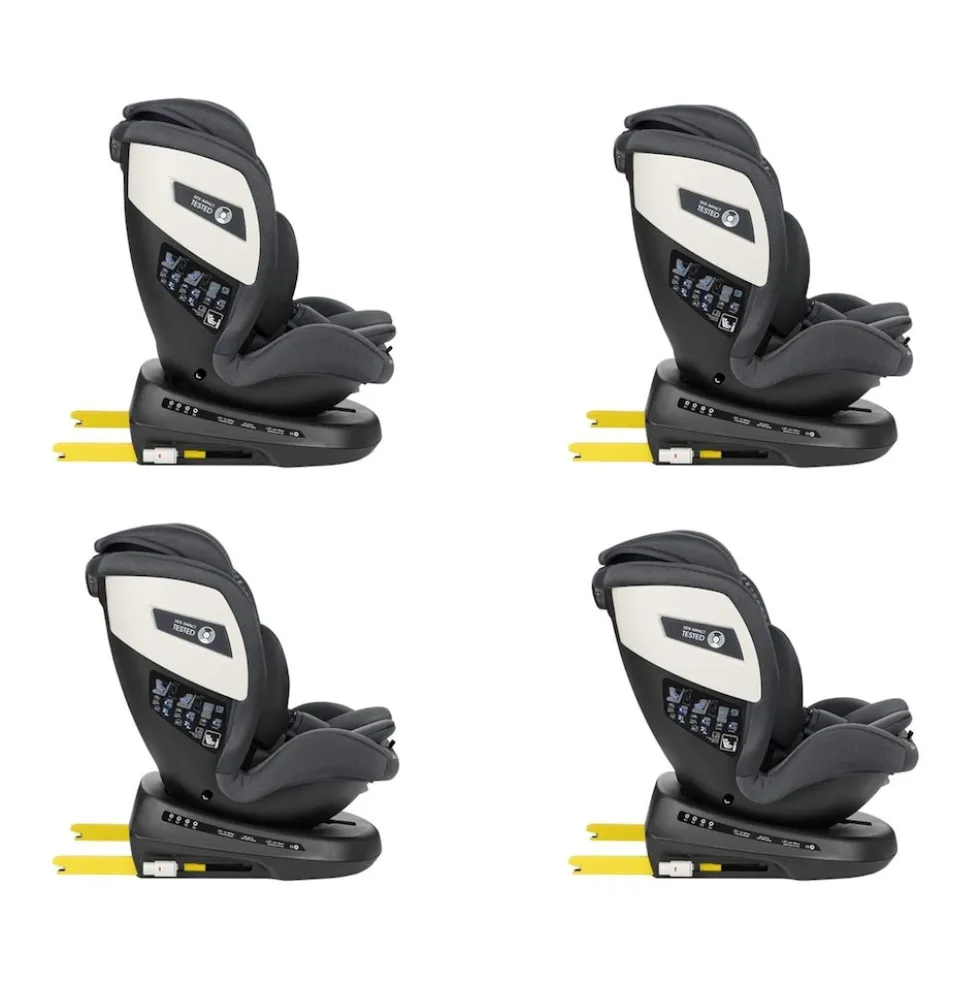 Kikkaboo Kindersitz i-Cruise i-Size (40-150 cm) SPS, Sitz 360° drehbar, Isofix dunkelgrau