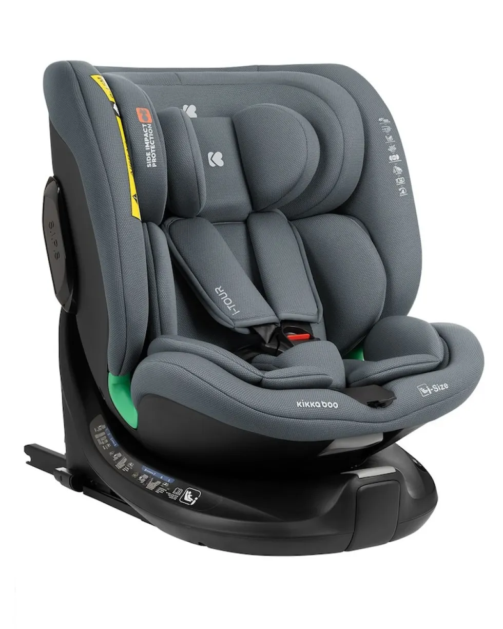 Kikkaboo Kindersitz i-Tour i-Size (40-150 cm) Gruppe 0+/1/2/3, Isofix, drehbar dunkelgrau