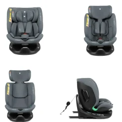 Kikkaboo Kindersitz i-Tour i-Size (40-150 cm) Gruppe 0+/1/2/3, Isofix, drehbar dunkelgrau