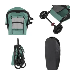 Kikkaboo Kinderwagen Buggy Cloe bis 22 kg Aluminiumrahmen faltbar Getränkehalter dunkelgrün