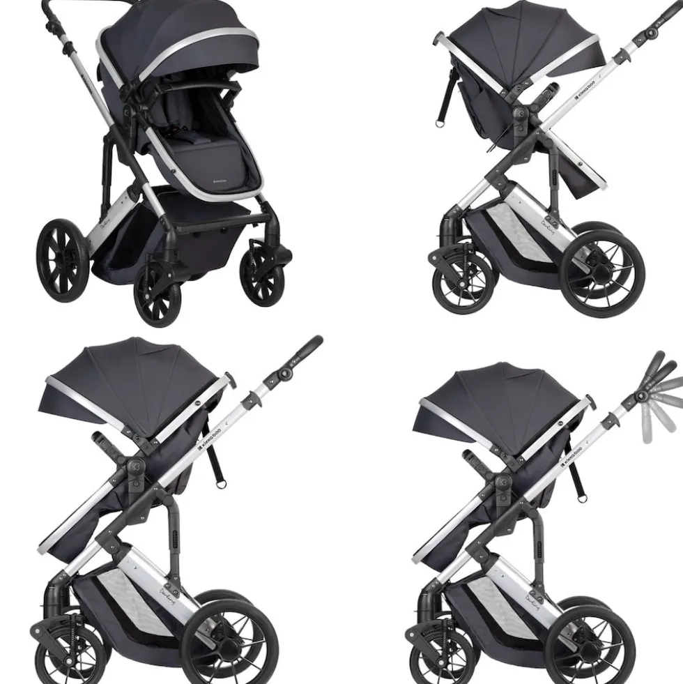 Kikkaboo Kinderwagen Darling 3 in 1 Sportsitz Tragetasche Autositz Wickeltasche grau gemustert