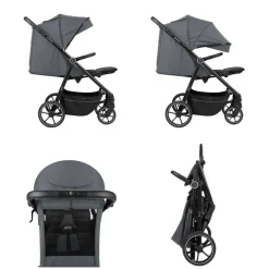 Kikkaboo Kinderwagen Lucy Gurt Rückenlehne verstellbar Federung Hinterradbremse grau