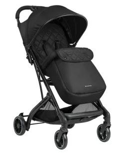 Kikkaboo Kinderwagen Miley mit Fußsack, Fußstütze verstellbar, klappbar, Korb schwarz gemustert