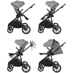 Kikkaboo Kinderwagen Thea 2 in 1 EVA-Räder verstellbarer Schiebegriff Babywanne grau