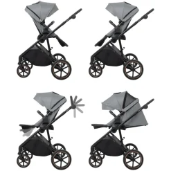 Kikkaboo Kinderwagen Thea 2 in 1 EVA-Räder verstellbarer Schiebegriff Babywanne grau