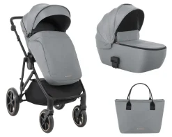 Kikkaboo Kinderwagen Thea 2 in 1 EVA-Räder verstellbarer Schiebegriff Babywanne grau