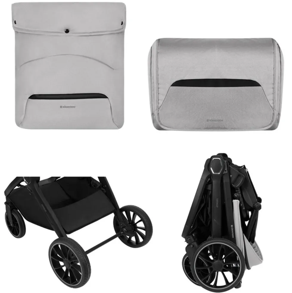 Kikkaboo Kinderwagen Tiffany 2 in 1 Babywanne, Sportsitz, Wickeltasche, PU-Räder grau
