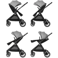 Kikka boo Kombikinderwagen Ava 3 in 1 Babywanne, Babyschale, Gummiräder, Tasche grau