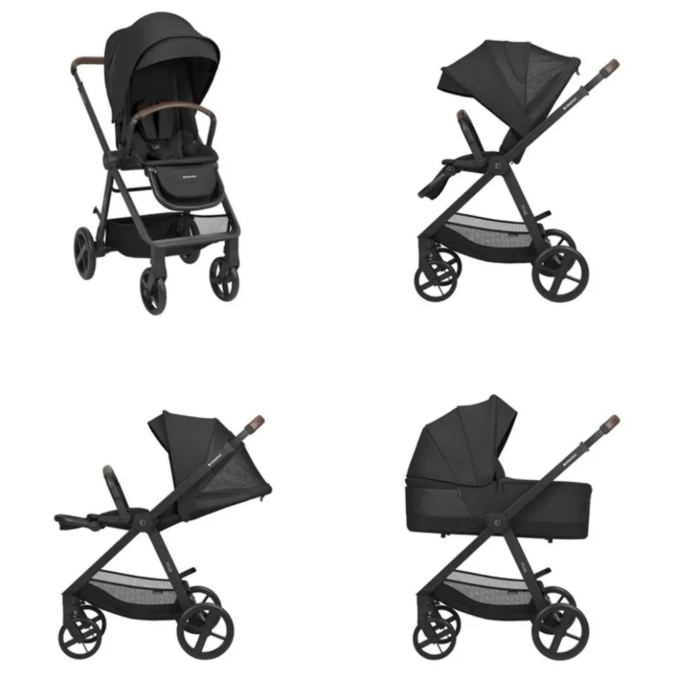 Kikka boo Kombikinderwagen Mia 3 in 1 Babywanne Babyschale Wickeltasche Matratze schwarz