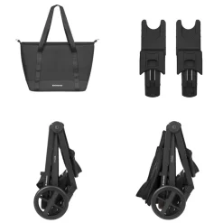 Kikka boo Kombikinderwagen Mia 3 in 1 Babywanne Babyschale Wickeltasche Matratze schwarz