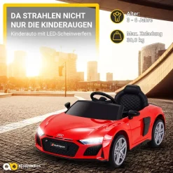 Kinder-Elektroauto Audi R8 Spyder lizenziert, 60 Watt, LED-Scheinwerfer, Musik, Hupe, Fernbedienung, (Schwarz)