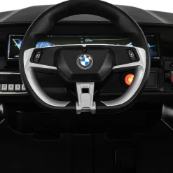 Kinder-Elektroauto BMW i4, Fernbedienung, LED-Beleuchtung, Soft-Start-Funktion (Schwarz)