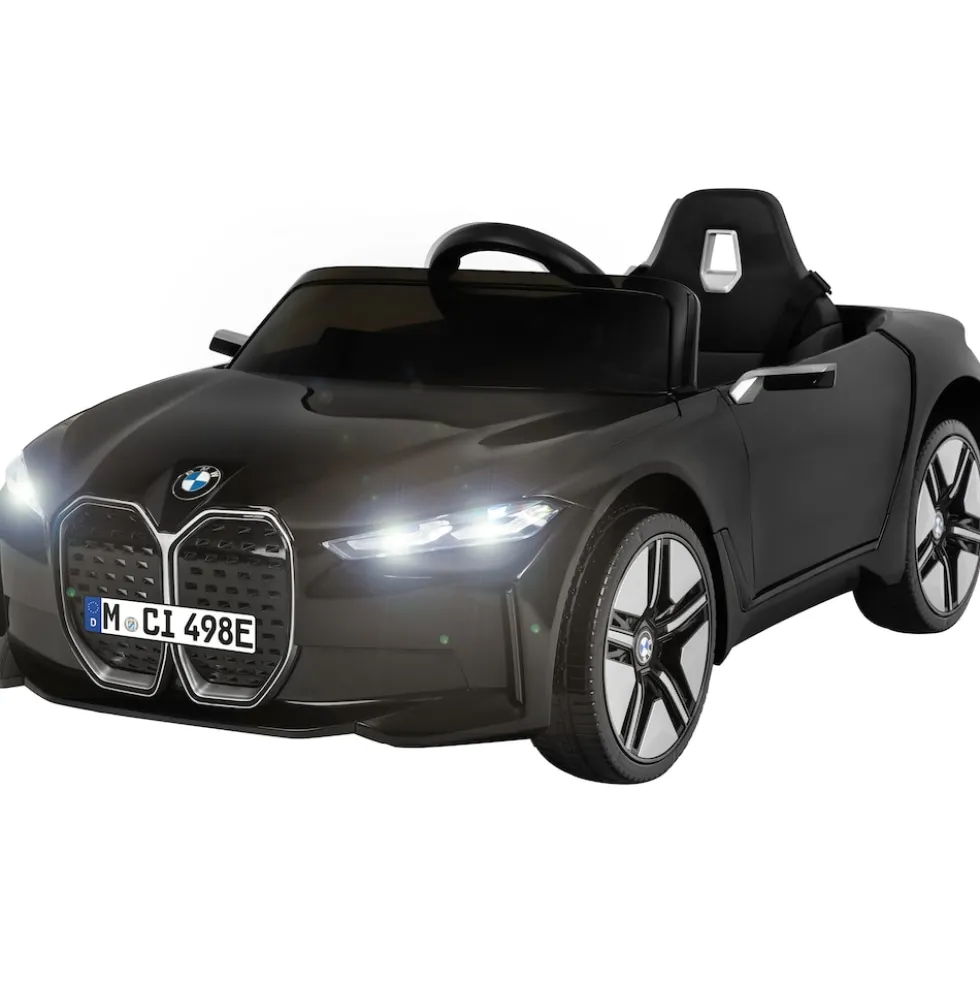 Kinder-Elektroauto BMW i4, Fernbedienung, LED-Beleuchtung, Soft-Start-Funktion (Schwarz)