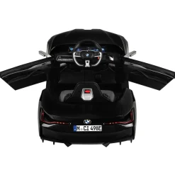 Kinder-Elektroauto BMW i4, Fernbedienung, LED-Beleuchtung, Soft-Start-Funktion (Schwarz)