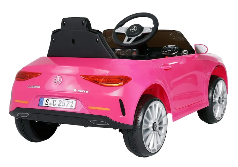 Kinder-Elektroauto Mercedes-Benz CLS 350 Coupé, lizenziert, 2 x 20 Watt Motoren, LED-Scheinwerfer (Pink)