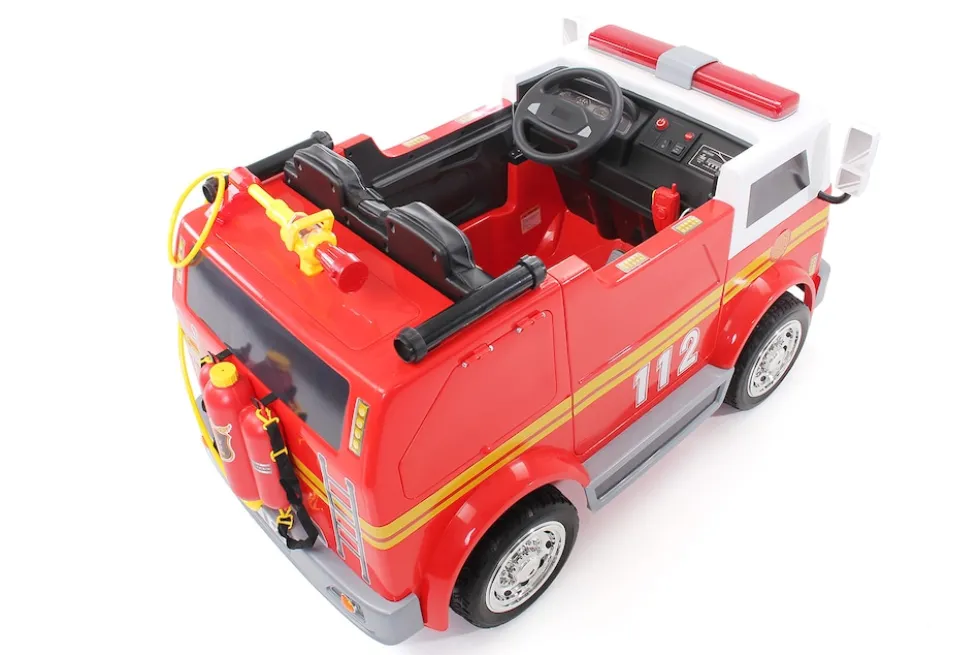 Kinder-Elektro-Feuerwehrauto LL911, 2-Sitzer, Sirene, Spritze, EVA-Reifen, 90 Watt, Fernbedienung