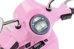 Kinder-Elektroroller Vespa, lizenziert, EVA-Reifen, LED-Scheinwerfer, Koffer, Soundmodul, Stützräder (Pink)