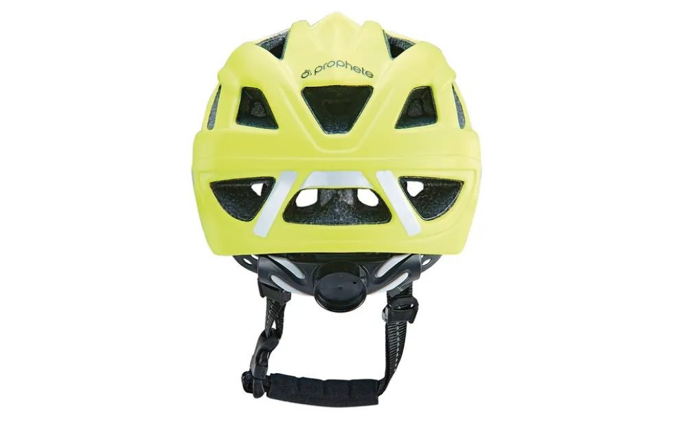 Kinder-Fahrradhelm, Inmold Technologie, mit LED-Licht, reflektierenden Gurbändern und 5 Reflektionsstreifen, Größe: 48-53 cm, Farbe: neongelb
