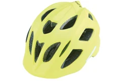 Kinder-Fahrradhelm, Inmold Technologie, mit LED-Licht, reflektierenden Gurbändern und 5 Reflektionsstreifen, Größe: 48-53 cm, Farbe: neongelb