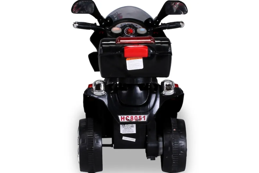 Kindermotorrad C051, Kinder-Elektro-Motorrad mit 12-Watt-Motor, LED-Scheinwerfer, 2-Gang-Getriebe (Schwarz)